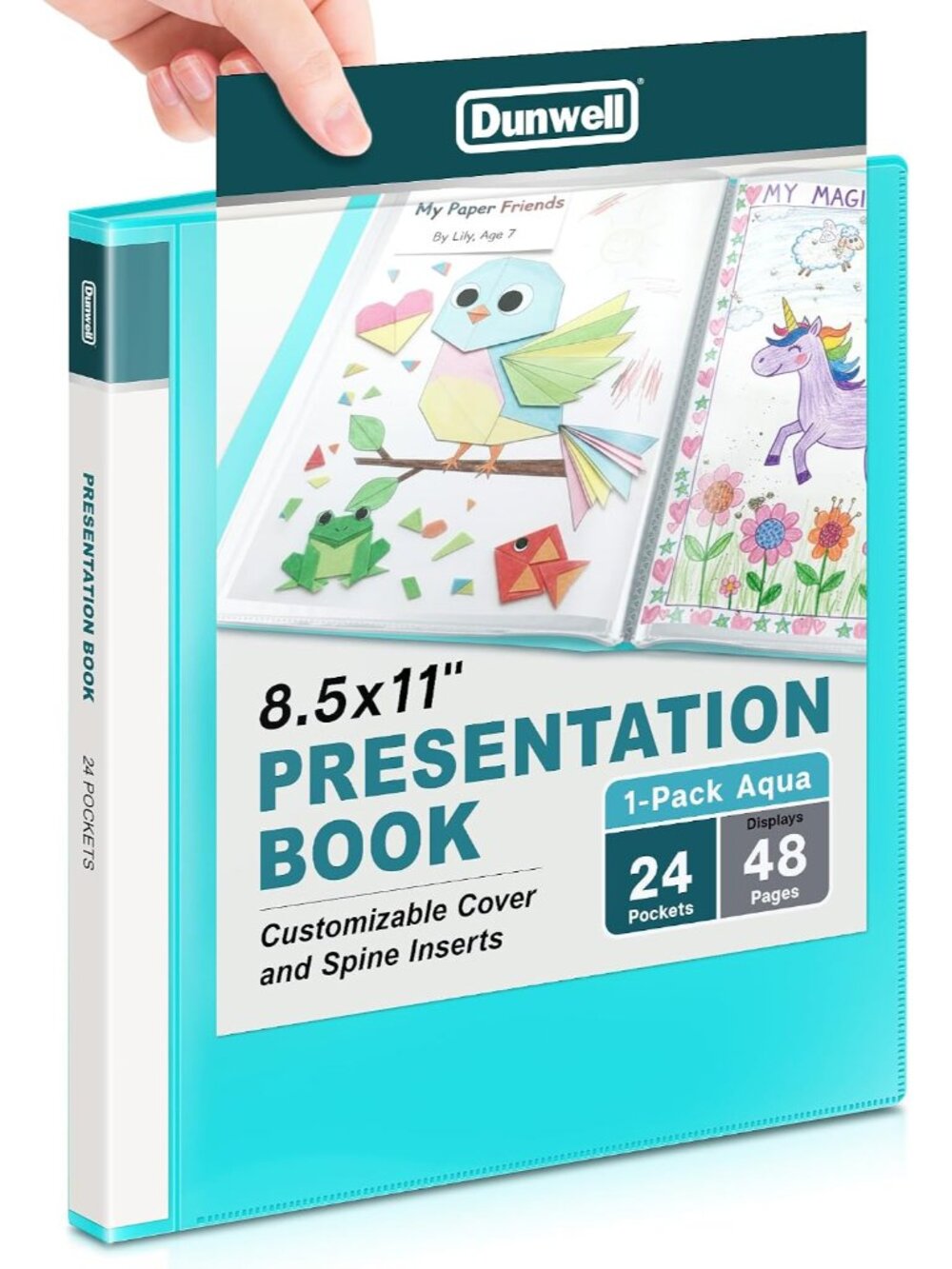Presentation Binder 24 Pockets, 8.5x11 Plastic Sleeves, Aqua